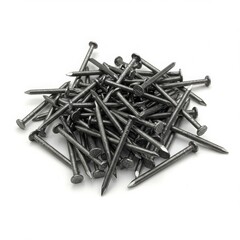 Pile of metal nails isolated on white background
