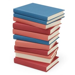 Stack of colorful books isolated on white background