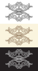 Set of Retro Baroque Floral Elements vector illustration
