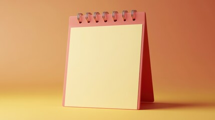 Minimalist Desk Calendar for Planning and Organization, Conceptual Reminder on Soft Orange Background