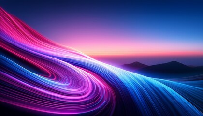 abstract glowing waves background with purple pink and blue gradient
