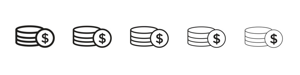 Coins icon. Thin line illustration. outline drawing, Editable stroke