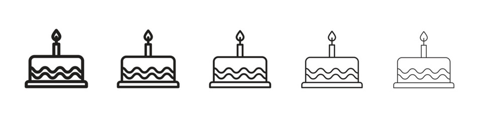 Cake birthday icon. Thin line illustration. outline drawing, Editable stroke