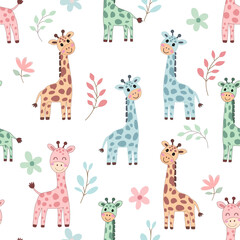 Giraffe pattern on a white background
