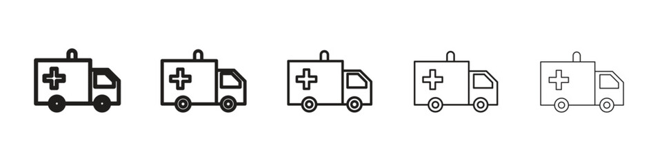 Ambulance icon. Thin line illustration. outline drawing, Editable stroke