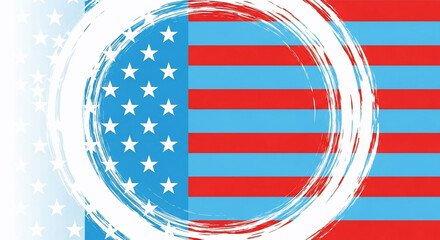 Obraz premium USA flag graphic with brush strokes. A patriotic display of freedom and national pride for American holidays, campaigns, and political graphics