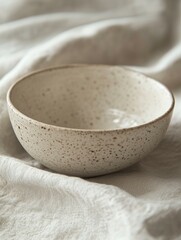 Speckled Ceramic Bowl Mockup on Linen Fabric