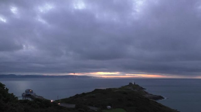 Time-Lapse of Sunrise Over Mumbles Head, Swansea Bay, Wales, U.K.