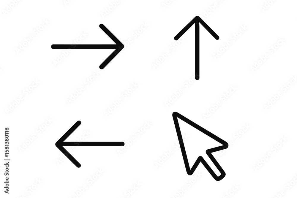 Poster arrow icon set. simple black line collection for web and mobile app design. ui ux graphic elements. 