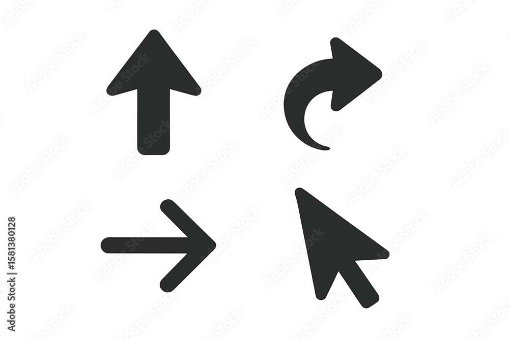 Poster arrows icon set. black vector graphic collection. cursor pointer icon. flat style for web design, ap