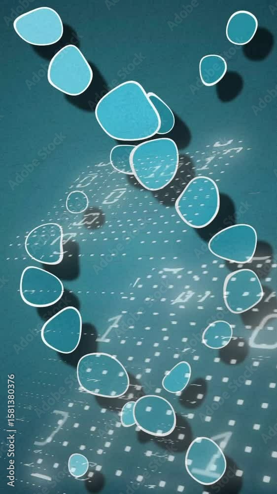  dna strand and binary coding, processing scientific data in animation