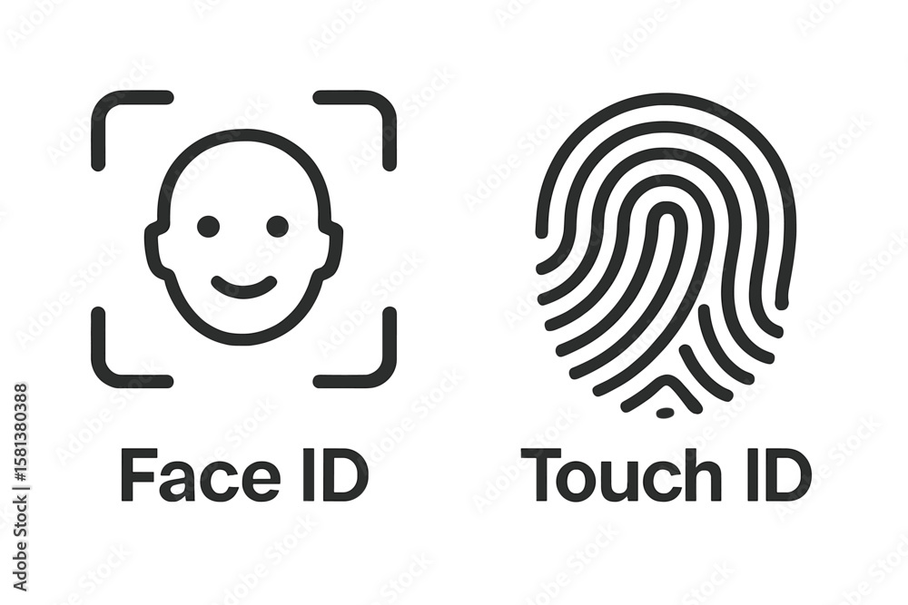 Poster biometric authentication concept vector. facial recognition face id scanning user identity in frame.