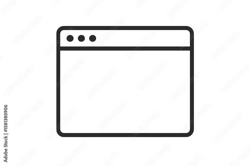 Fototapete Minimalist Browser Window Icon, Simple Flat Vector, Internet Browser Interface, Clean UI Design Element, Modern Web Navigation, Digital Technology Symbol, Vector Illustration