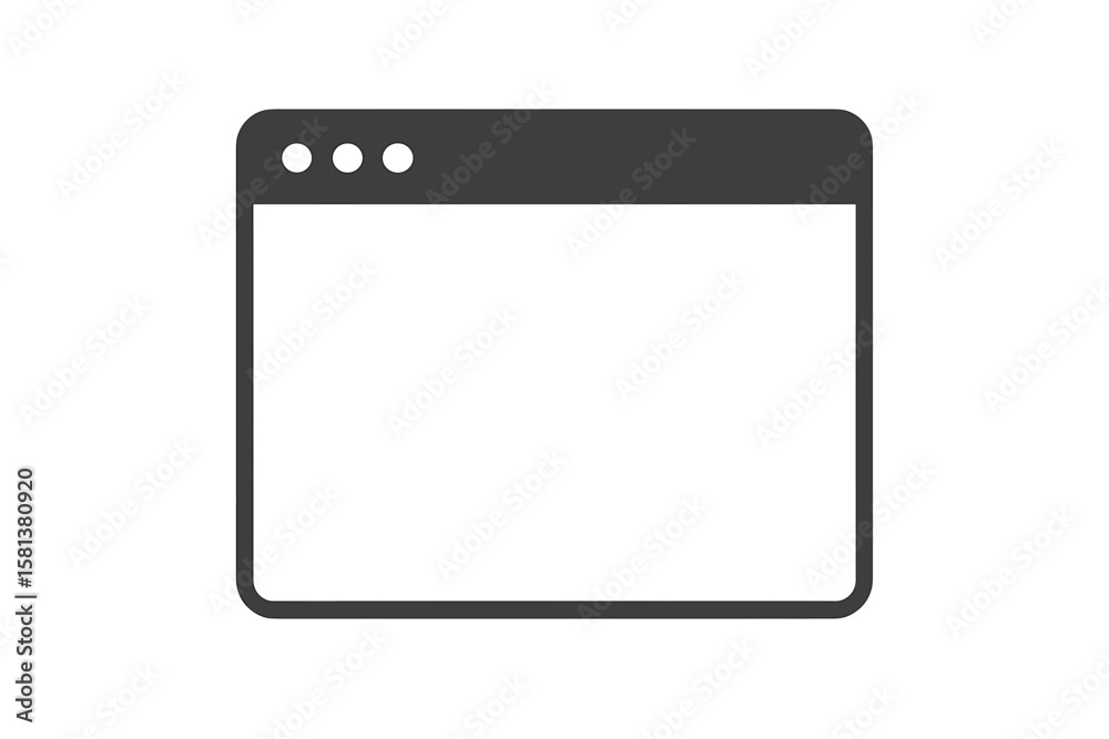 Fototapete Minimalist Web Browser Window Icon. Flat Vector Illustration of Simple Internet Browser Interface. Blank UI Template. Modern Graphic Resource for Web Design, App Mockup, User Interface Concept