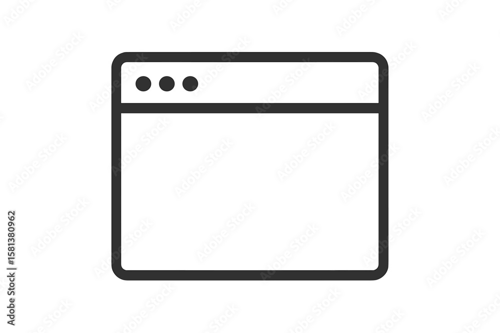 Fototapete Minimalist flat vector browser window interface with navigation controls, address bar and blank content panel. Web browsing UI icon concept for digital applications.