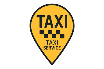 Obraz premium Taxi service badge icon with map pointer, public transport symbol, business and advertising vector illustration, transparent background, city navigation, travel concept