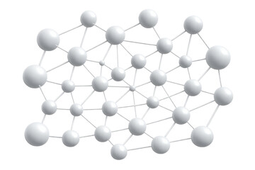 Obraz premium White spheres connected by lines form a complex molecular structure, illustrating a network concept on a transparent background