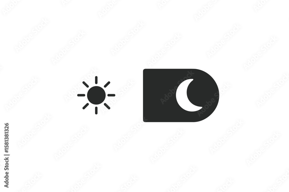 Poster day night mode switch icon for user interface design. light and dark theme toggle button. sun and mo