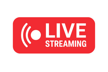Live video stream button for news, TV, online broadcasting, live webinar, streaming, broadcasting, online stream, digital media, real-time broadcast, vector illustration