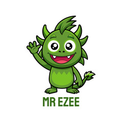 Fototapeta premium Cute Green Monster Mascot Mr. Ezee