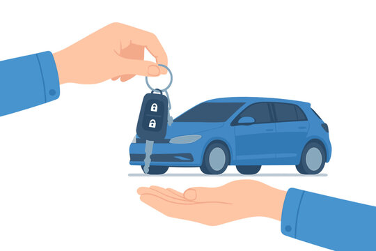 Car key handover, vehicle purchase, car rental, auto dealership transaction, new owner receiving keys, automobile sale, leasing, transportation service, ownership transfer