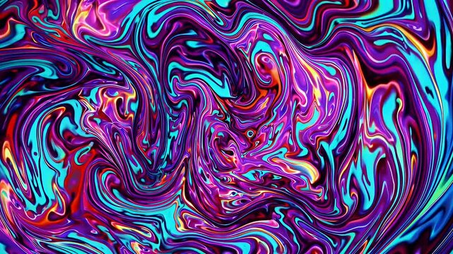 closeup macro effect of swirling microscopic bacteria and pathogen visuals depicted as colorful acrylic ink patterns in abstract motion background ideal for science  biology or viral contamination