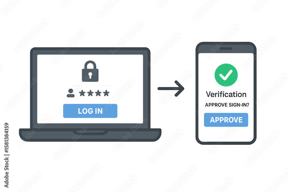 Poster two factor authentication login security concept. multi factor authentication with password and phon