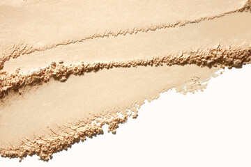Makeup liquid foundation medium color tone smudge blur cream background. Cosmetic beauty product sample swatch