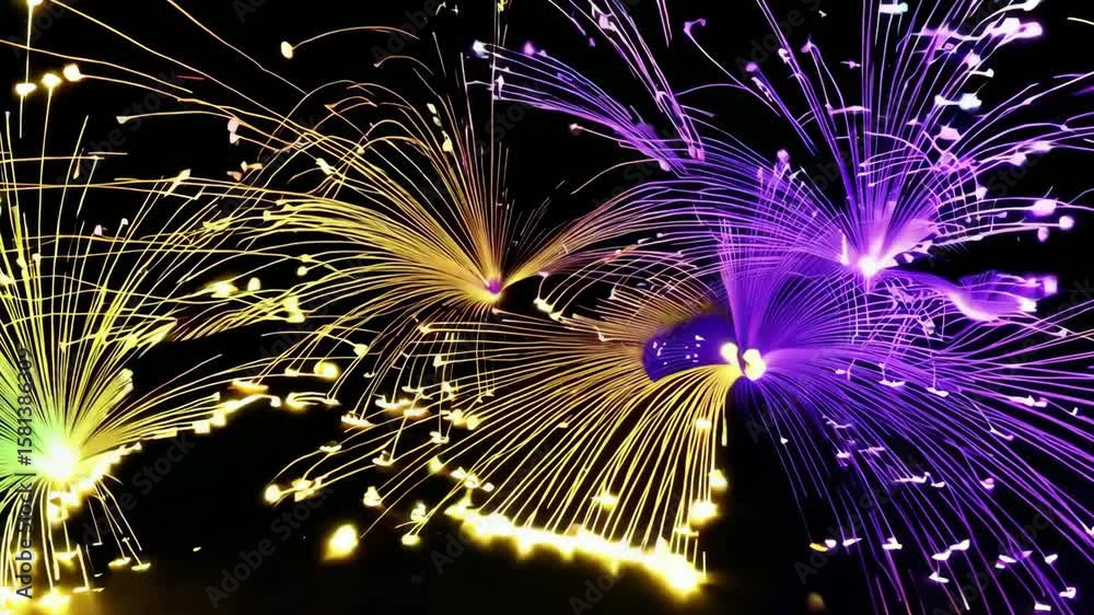 Wall mural colorful fiber optic lights spread in dynamic arcs creating a mesmerizing display