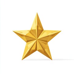 Obraz premium Flat golden Christmas star on white background, simple icon design