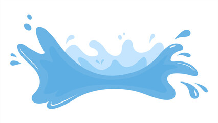 Blue Water fluid splash crown flow with bubbles and drops isolated on white background. Melted pure water cool ice drink for food beverages packaging design. Vector 10 eps.