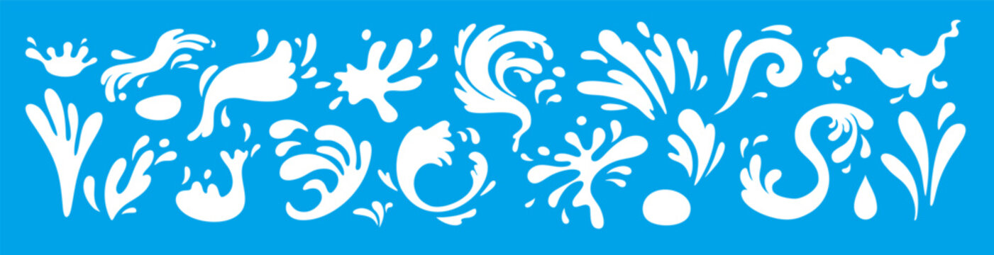 Set flat milk splash. Vector illustration. Design elements. Isolated vector shapes. Vector 10 eps.
