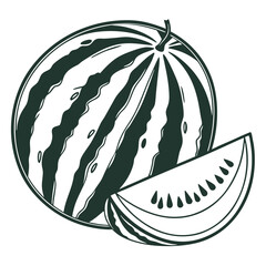 silhouette watermelon on white background