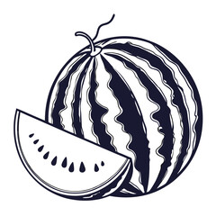 silhouette watermelon on white background