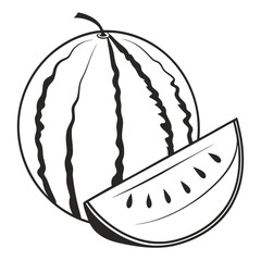 silhouette watermelon on white background