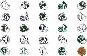 silhouette watermelon on white background