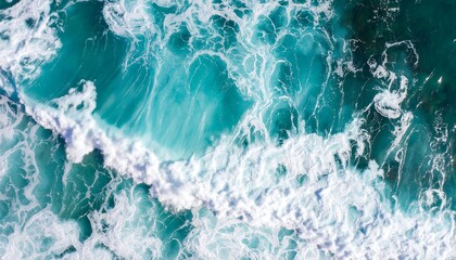 Aerial view of turquoise ocean waves