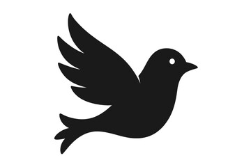 Obraz premium Bird silhouette, black bird shape flying. Peace dove icon vector. Avian design for nature logo. Wildlife animal graphic illustration. Freedom, hope, spiritual flight symbol.