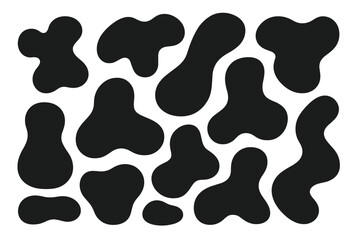 Abstract organic blob shapes vector set. Modern liquid amoeba forms. Minimalist irregular random ink spots for contemporary design. Simple geometric graphic pattern elements.