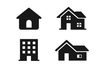 Fototapeta premium Modern House and Home Icon Set, Real Estate Vector Collection, Residential Building Symbols, Apartment, Cottage, Bungalow, Villa, Mansion, Architecture Design Elements