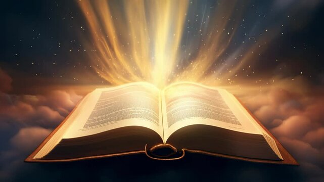 an open book enveloped in light