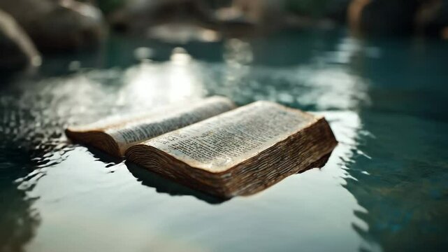 open book floating in the water