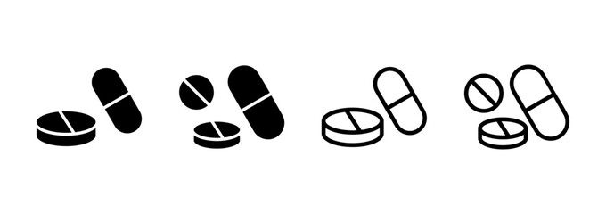 Pills icon logo design. capsule icon. Drug sign and symbol