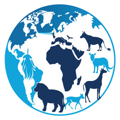 silhouette World Animal Day on white background