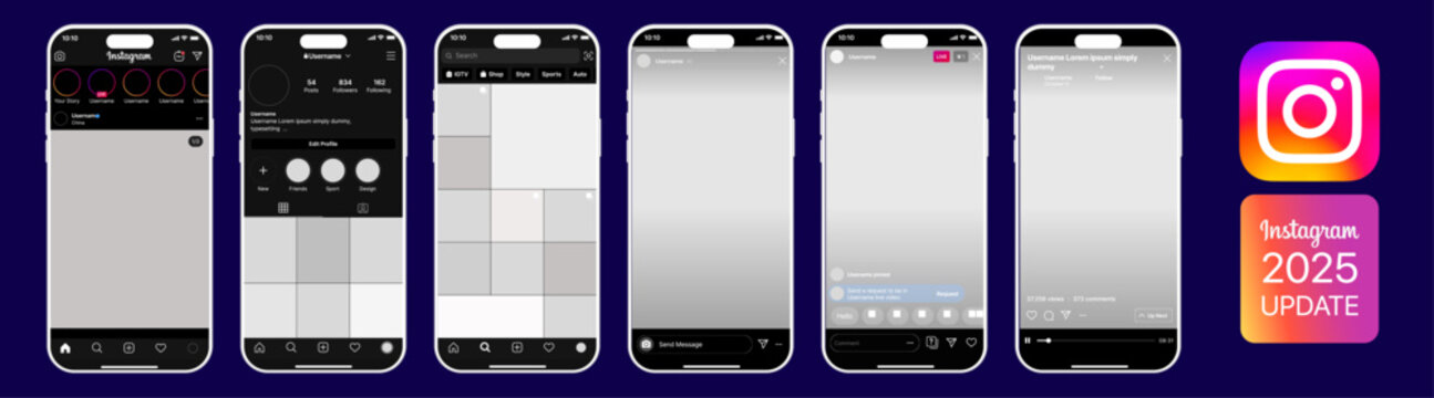 Instagram mobile App mock up template on smartphone mockup.
