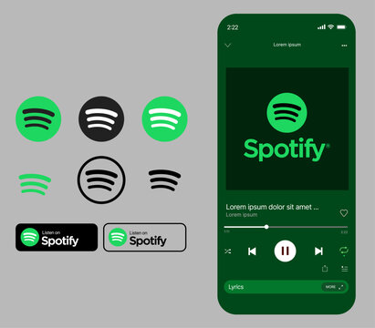 Spotify interface template. Spotify cover songs mockup. social network app UI interface mockup. Spotify Music streaming services.