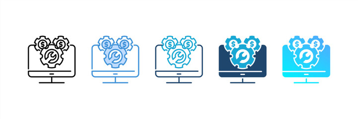 Financial System icon set multiple style collection