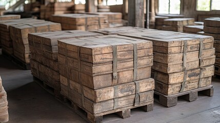 Wooden crates warehouse storage.