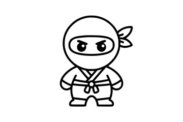 Fototapeta premium Cute Cartoon Ninja Logo – Bold Minimalist Vector Line Art for Apparel and Vinyl Cutting Generative aI