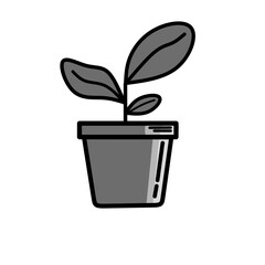 Pot plant outline icon with linear style . Plant in pot simple line vector icon for mobile concept and web design. Single potter plan.